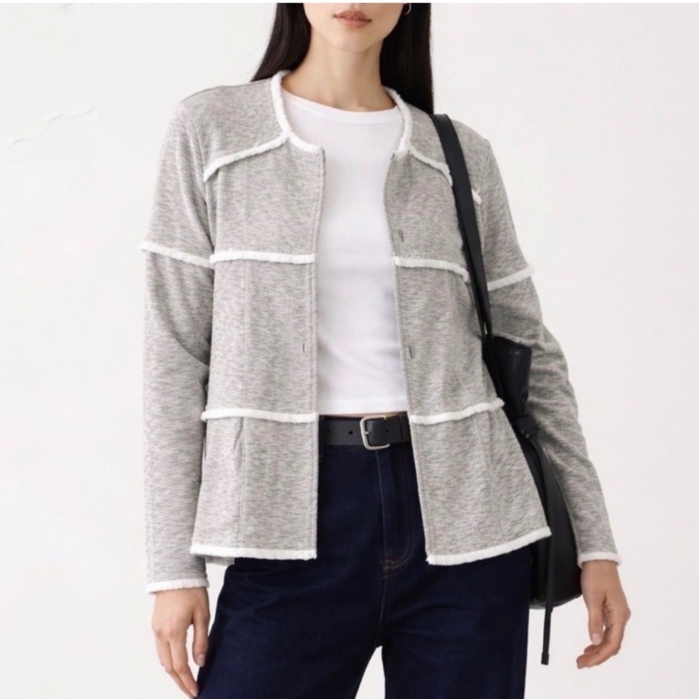 Doe & Rae Gray Long Sleeve Cardigan Blazer Jacket